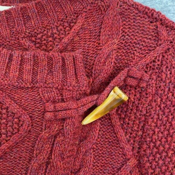 Woolovers Lambswool Cardigan Sweater Womens Small Maroon Long Fisherman Knit - Picture 8 of 13